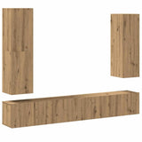 4 Piece TV Cabinet Set Wall-mounted Artisan Oak Engineered Wood 3329154