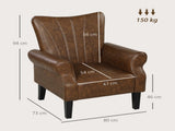 Upholstered Accent Chair with Rolled Arms and Wood Legs, Armchair for Living Room Bedroom, Brown T3398P377932
