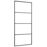 Sliding Door Aluminium and ESG Glass 90x205 cm Black 149480