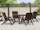 Garden Dining Set 5 pcs Brown Powder-Coated Steel 3379262