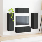 TV Cabinet Set 3 pcs Black Engineered Wood 3408980