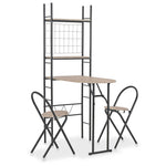 3 Piece Folding Dining Set with Storage Rack MDF and Steel 284406