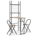 3 Piece Folding Dining Set with Storage Rack MDF and Steel 284406