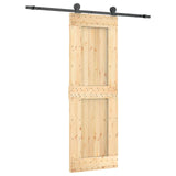 Sliding Door Natural and Black 70 x 210 cm Solid Pine Wood 3444975
