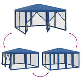 Party Tent with 8 Mesh Sidewalls Blue 4x4 m HDPE 4010062