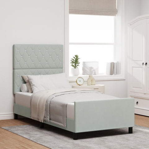 ZNTS Bed Frame Light Grey 90x200 cm Velvet 3344849