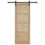 Sliding Door Manual Natural and black 78 x 211 cm 3333276