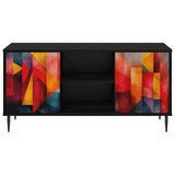 TV Cabinet HEESCH 102 x 33 x 51 cm Black Oak Engineered Wood 8007058