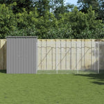 Dog House with Run Light Grey 165x1067x181 cm Galvanised Steel 3189107