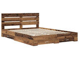 Bed Frame with Drawer Old Wood 140 x 190 cm Engineered Wood 3411978