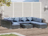 8 Pieces PE Rattan Corner Sofa with Thick Cushions, Aluminium Outdoor Rattan Garden Furniture T3398P319994