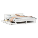 Bed Frame without Mattress White 200x200 cm Solid Wood Pine 3309858