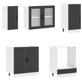 8 Piece Kitchen Cabinet Set Porto Black Engineered Wood 3314812