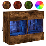 TV Wall Cabinet with LED Lights Smoked Oak 78,5x30x60,5 cm 837103