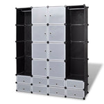 Modular Cabinet 18 Compartments Black and White 37x146x180.5 cm 240501