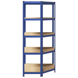 5-Layer Corner Shelf Blue Steel&Engineered Wood 4016964