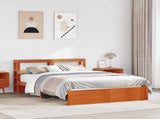 Bed Frame with Headboard Wax Brown 160 x 200 cm Solid Pine Wood 3422757