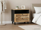 Bedside Table Brown and Black 50 x 33 x 60 cm Solid Mango Wood 4018854