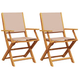 Garden Chairs 2 pcs Taupe Solid Wood Acacia and Fabric 367671
