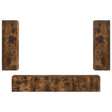 TV Cabinet Set Wall-mounted 3 pcs Smoked Oak Engineered Wood 3408984