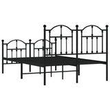 Metal Bed Frame without Mattress with Footboard Black 120x190cm 353454