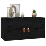 Wall Cabinet Set of 2 Black Solid pinewood, engineered wood 818374