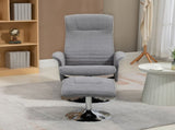 Swivel Recliner Chair with Footstool, Velvet Recliner Armchair with Ottoman, Steel Base, Upholstered T3398P423898