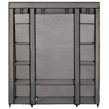 Wardrobe with Compartments and Rods Grey 150x45x176 cm Fabric 282436