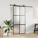 Sliding Door with Hardware Set Black 102.5x205 cm Tempered Glass 3375882