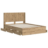 Bed Frame with Storage and Headboard Artisan Oak 140 x 190 cm 3445819