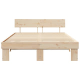 Bed Frame with Headboard Natural 140 x 200 cm Solid Pine Wood 872566