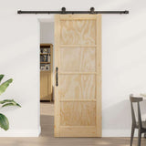 Sliding Door Natural and Black 78 x 202 cm Solid Pine Wood 3333330