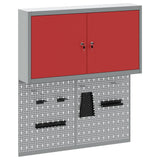 Tool Cabinet Set with Shelf 3 pcs Red Powder-Coated Steel 3321399
