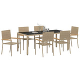 Garden Dining Set 7 pcs Beige and Black Poly Rattan 3365398