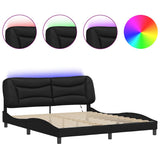 Bed Frame with LED without Mattress "Hvar" Black 180x200 cm 3213948