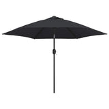 Garden Parasol Black Polyester, Steel Large Garden Parasol 47134