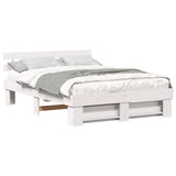 Bed Frame with Headboard White 160 x 200 cm Solid Pine Wood 872477