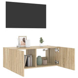 TV Wall Cabinet with LED Lights Sonoma Oak 80x35x31 cm 837285