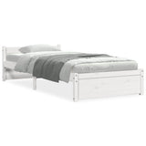 Bed Frame without Mattress White Solid Wood 75x190 cm Small Single 815005