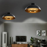Ceiling Lamps 2 pcs Black and Gold Semi-spherical E27 50873
