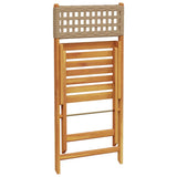Bistro Set Beige Solid acacia wood, PE rattan 2-seater Foldable 3281756