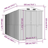 Garden Shed Light Grey 192x440x223 cm Galvanised Steel 3147441