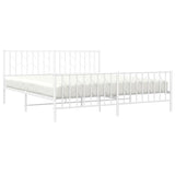 Metal Bed Frame without Mattress with Footboard White 180x200cm 374508