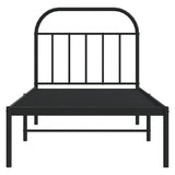 Metal Bed Frame without Mattress with Headboard Black 90x190cm 353627