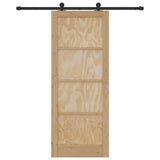 Sliding Door Natural and Black 83 x 211 cm Solid Pine Wood 3333338