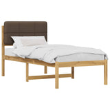 Bed Frame with Upholstered Headboard Whitewash and Taupe 904441