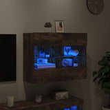 TV Wall Cabinet with LED Lights Smoked Oak 78.5x30x60.5 cm 837103