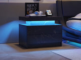 Nightstand LED Bedside Table Cabinet Lights Modern End Side with 2 Drawers for Bedroom T3272P355456