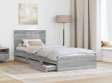 Bed Frame with Drawer Grey Sonoma 75 x 190 cm Engineer Wood 3410761