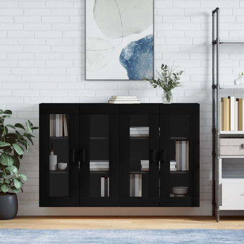 Wall Mounted Cabinets 2 pcs Black Engineered Wood 3197938